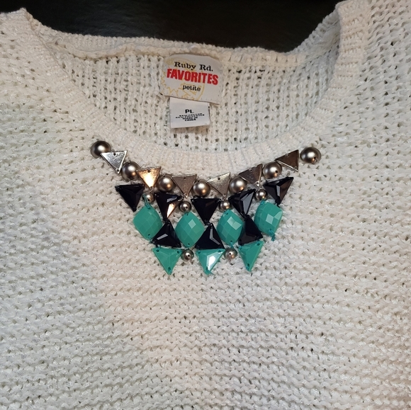 Ruby Rd petite large white pullover sweater - Picture 4 of 4